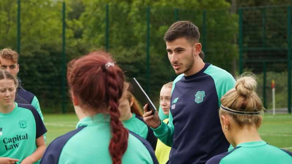 Noah Bushby in Cardiff City Women U19 training