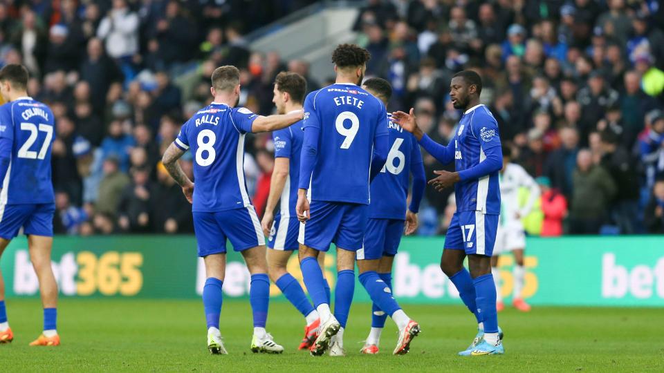 Cardiff City celebrate scoring against Plymouth Argyle