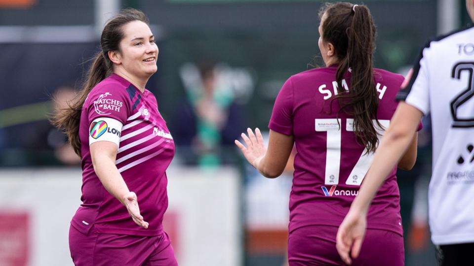Siobhan Walsh celebrates scoring for Cardiff City Women