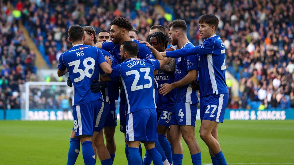 Cardiff City celebrate taking the lead