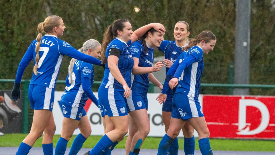 Megan Bowen celebrates for Cardiff City Women