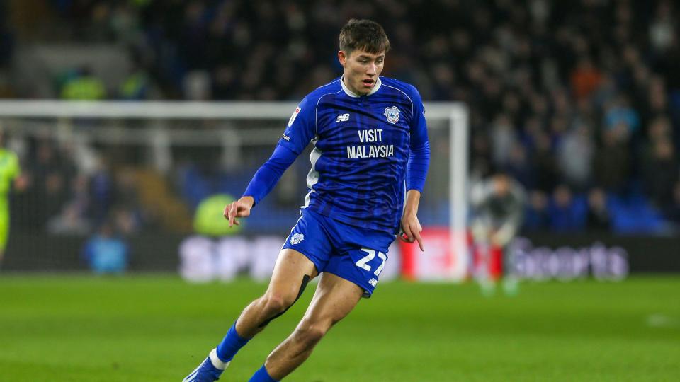 Rubin Colwill in action for Cardiff City