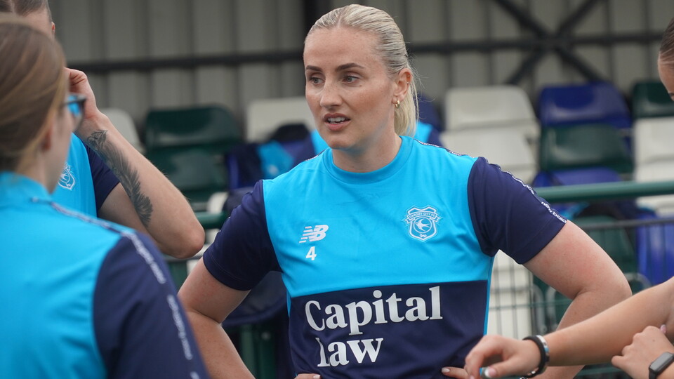 Hannah Power in training for Cardiff City FC Women