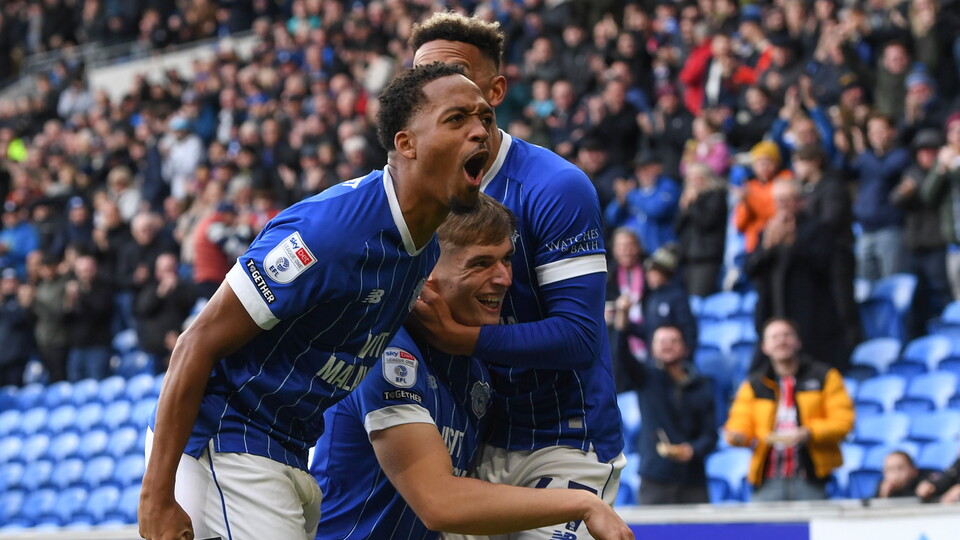 Cardiff City FC celebrate scoring