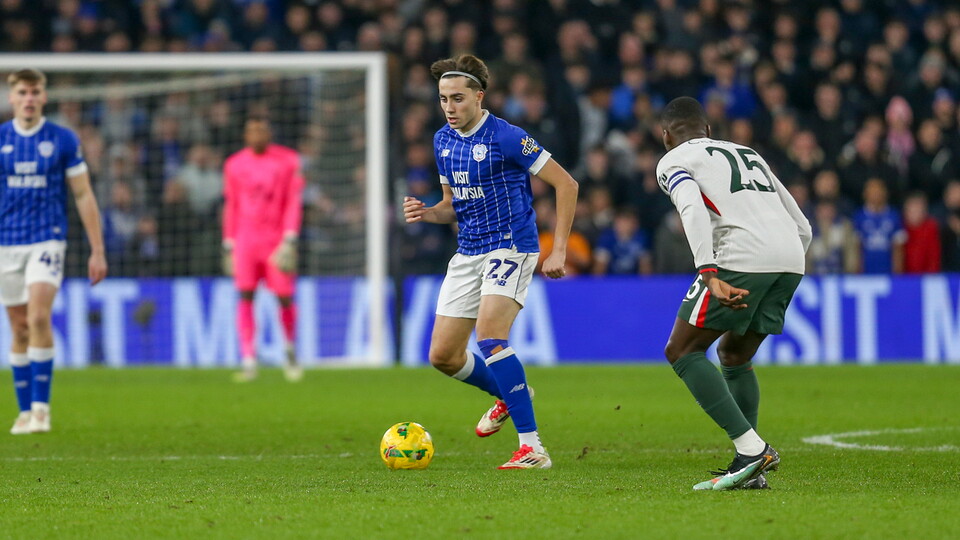 Joel Colwill in action for Cardiff City FC
