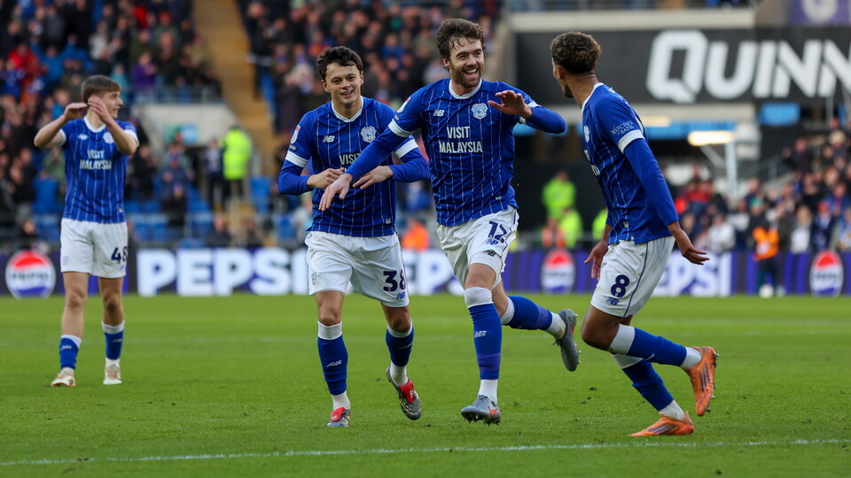 Calum Chambers celebrates scoring for Cardiff City FC
