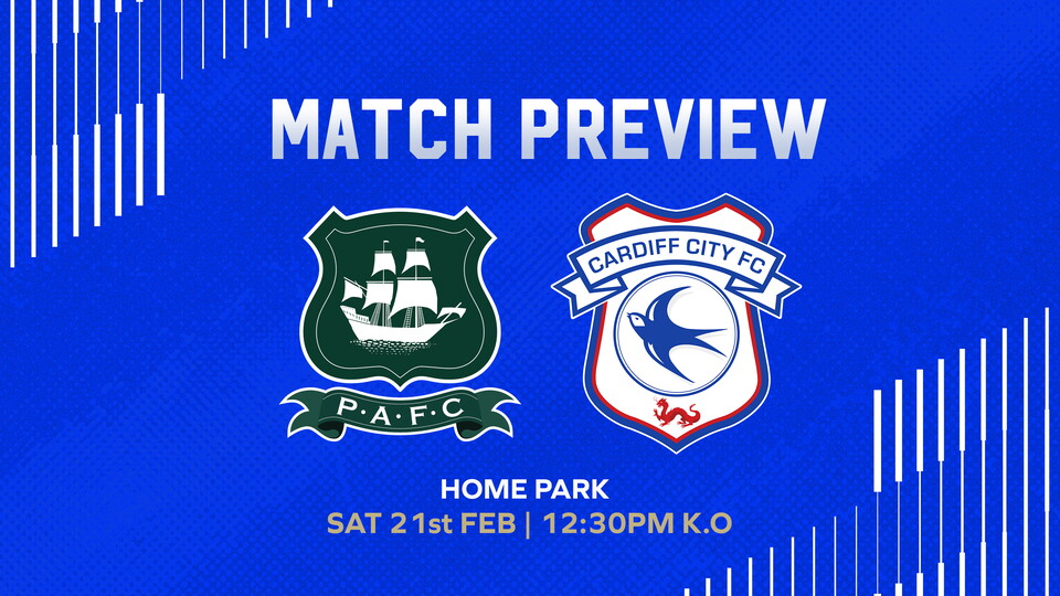 The Bluebirds travel to Home Park on Saturday, February 21st.