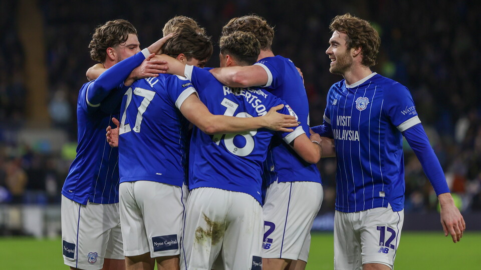 Cardiff City FC celebrate scoring