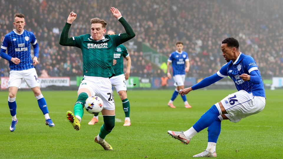 Chris Willock in action for City against Plymouth Argyle.