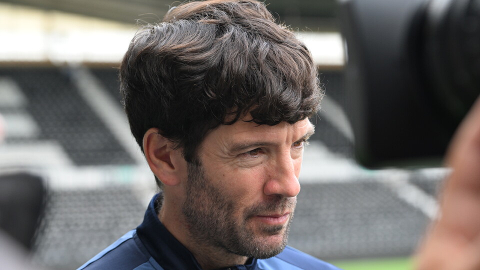 Brian Barry-Murphy speaks with the press following the game with Derby County.