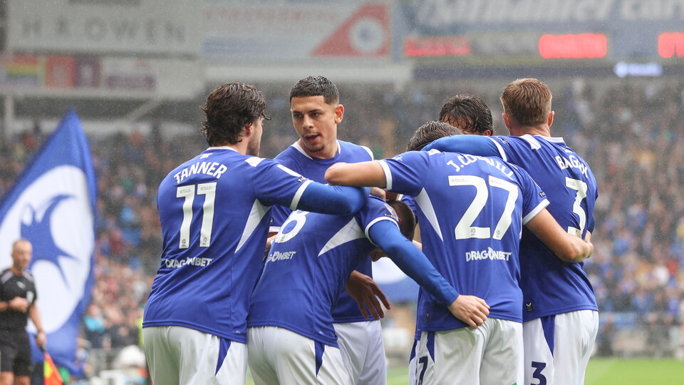 City celebrate scoring against Charlton Athletic.