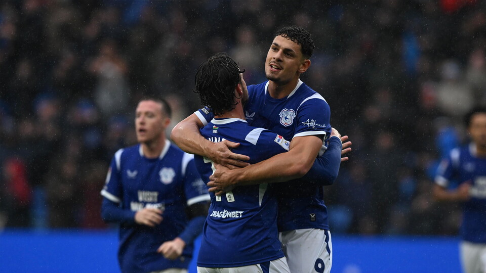 Yousef Salech celebrates his goal against Birmingham City