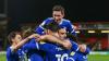 The Bluebirds celebrate their goal against AFC Bournemouth...