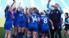 The Bluebirds celebrate their Adran Premier win...